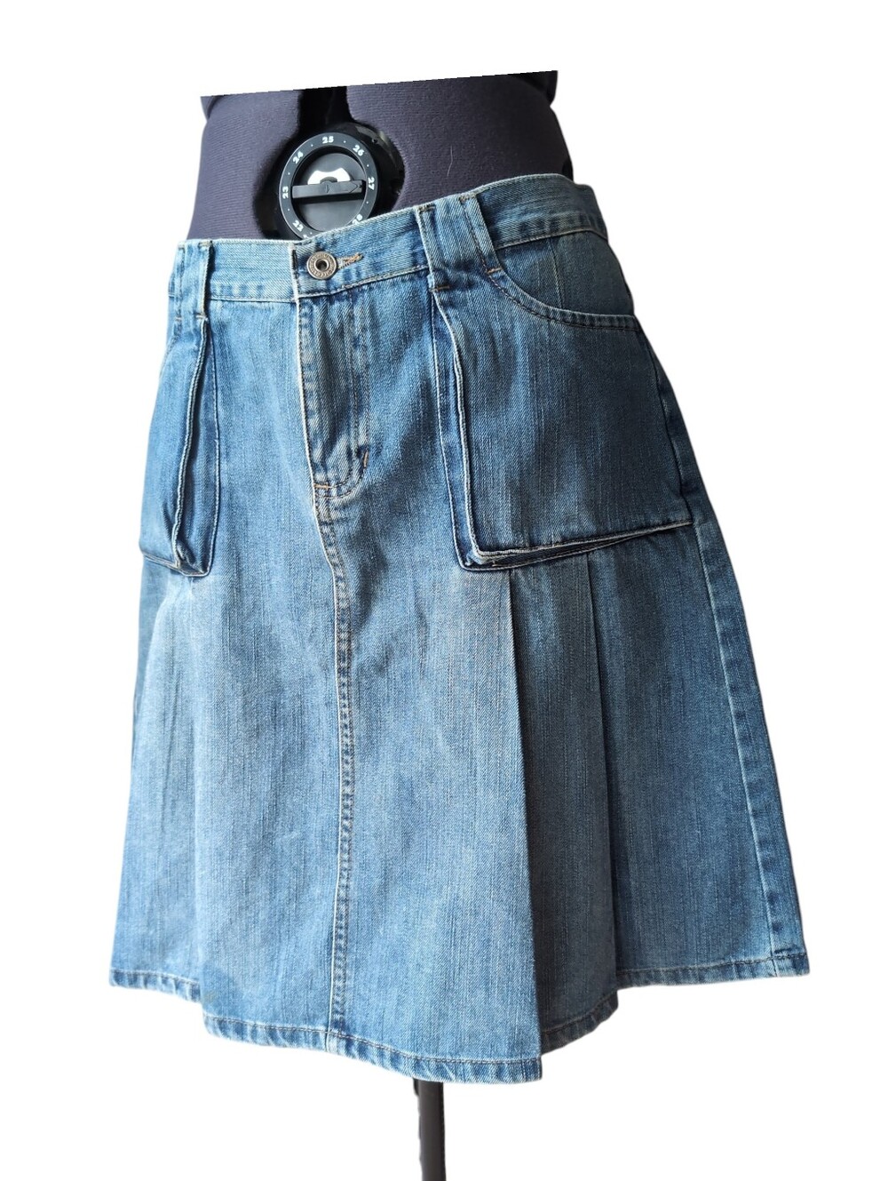 Classic A-Line Denim Skirt - Blue